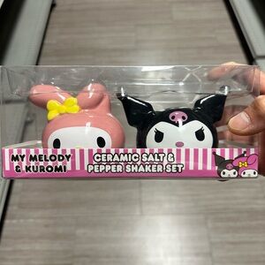 My Melody & Kuromi Ceramic Salt & Pepper Shaker Set - Pink and Black